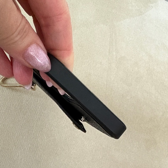 Bandolier Black Leather Phone Case with Gold Hardware - Picture 4 of 5